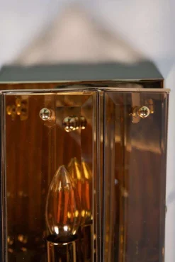 Hot Pamono Vintage Brass & Smoked Glass Wall Lamp