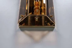 Hot Pamono Vintage Brass & Smoked Glass Wall Lamp