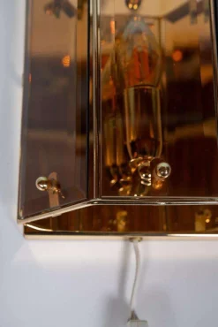 Hot Pamono Vintage Brass & Smoked Glass Wall Lamp