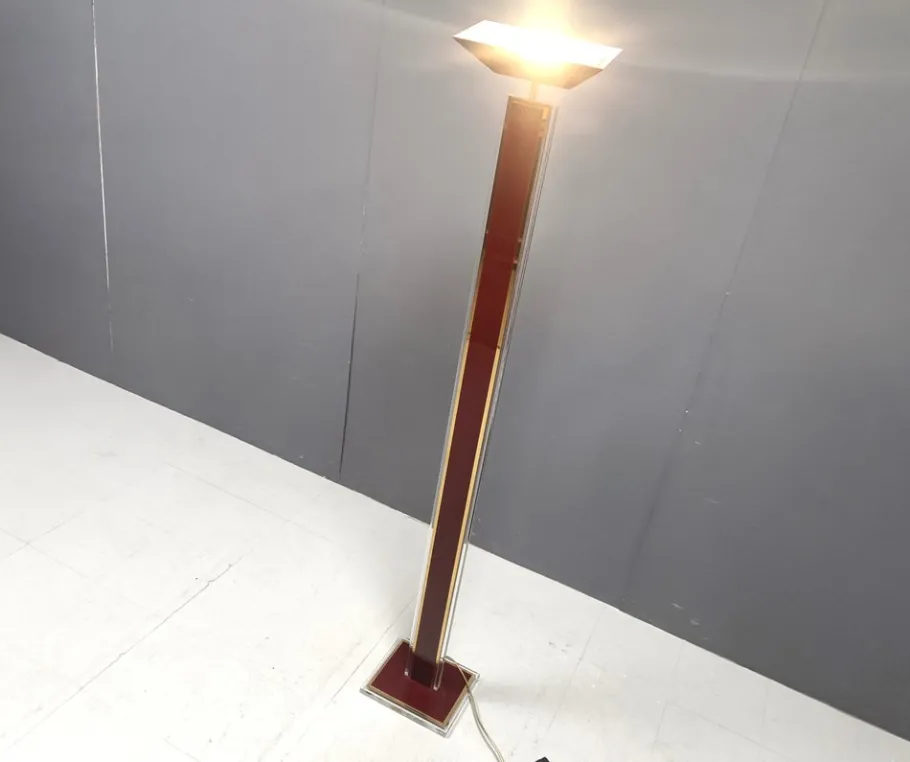 Best Pamono Vintage Brass and Acrylic Floor Lamp, 1970s