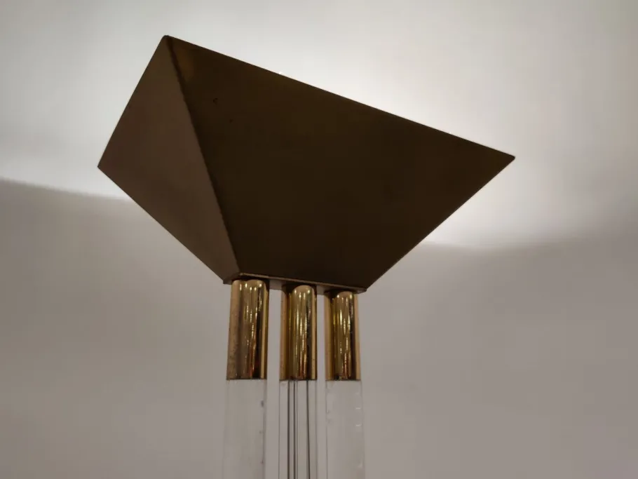 Pamono Vintage Brass and Acrylic Glass Floor Lamp from Belgo Chrom, 1970s