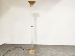 Pamono Vintage Brass and Acrylic Glass Floor Lamp from Belgo Chrom, 1970s