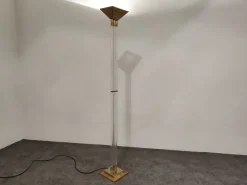 Pamono Vintage Brass and Acrylic Glass Floor Lamp from Belgo Chrom, 1970s