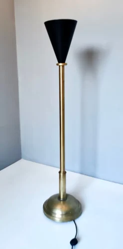 Sale Pamono Vintage Brass and Black Varnished Aluminum Floor Lamp, Italy, 1950s