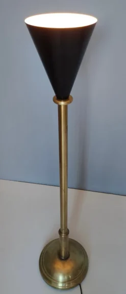 Sale Pamono Vintage Brass and Black Varnished Aluminum Floor Lamp, Italy, 1950s