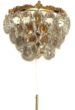 Pamono Vintage Brass and Crystal Wall Lamps from Schröder & Co., 1970s, Set of 2