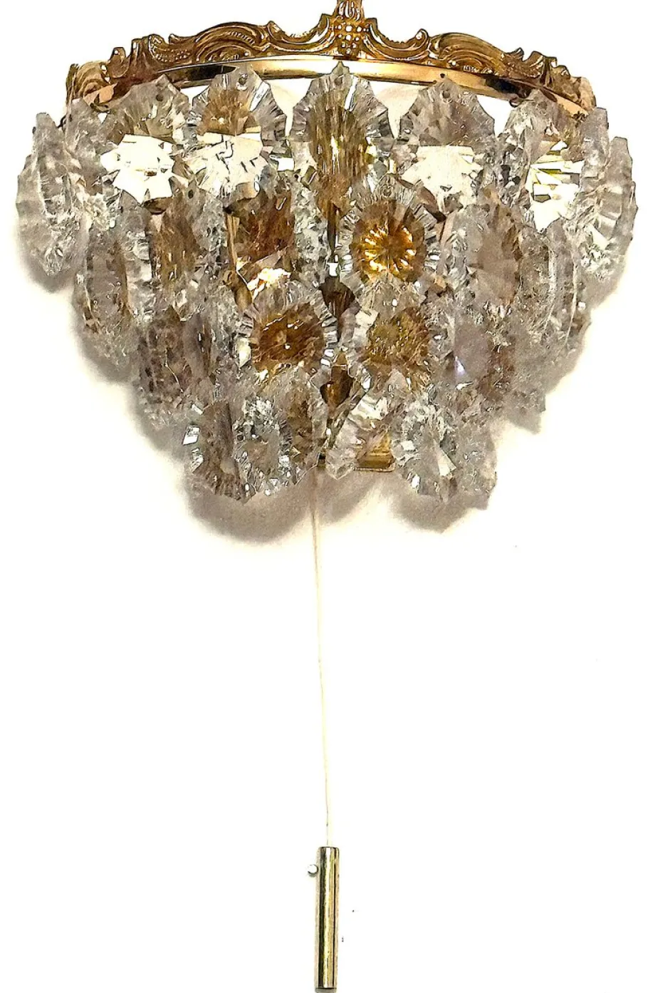 Pamono Vintage Brass and Crystal Wall Lamps from Schröder & Co., 1970s, Set of 2