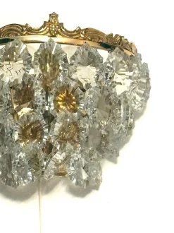 Pamono Vintage Brass and Crystal Wall Lamps from Schröder & Co., 1970s, Set of 2