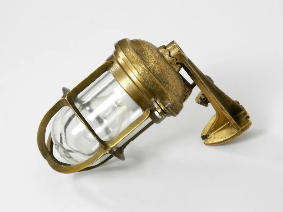 Discount Pamono Vintage Brass and Glass Ship Wall Lamp, 1950s