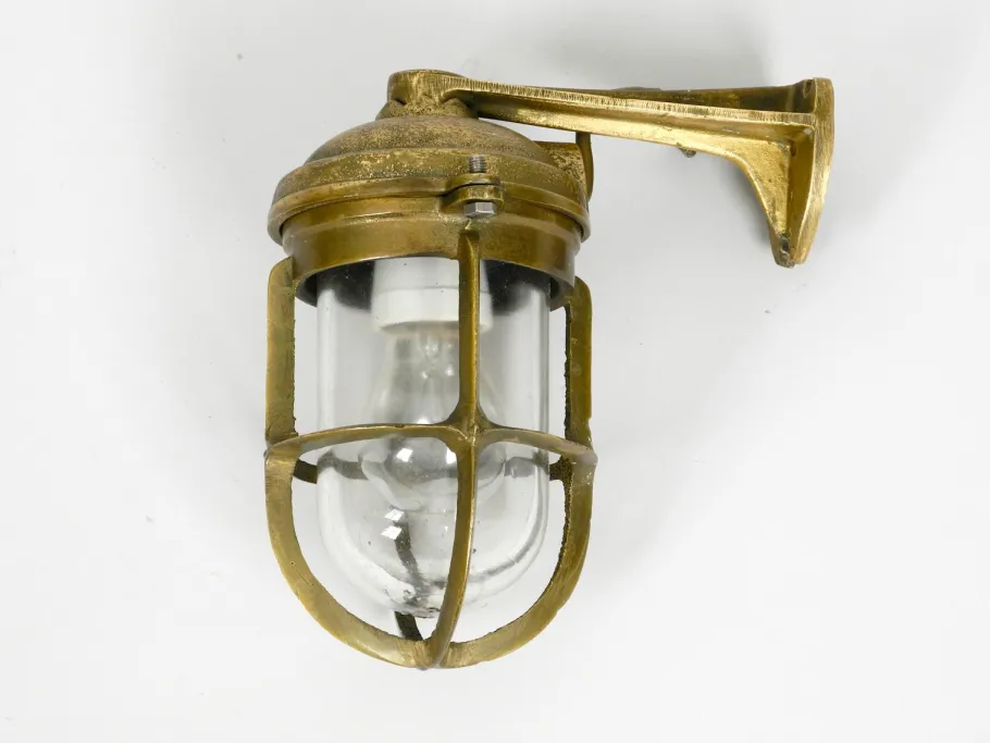 Discount Pamono Vintage Brass and Glass Ship Wall Lamp, 1950s