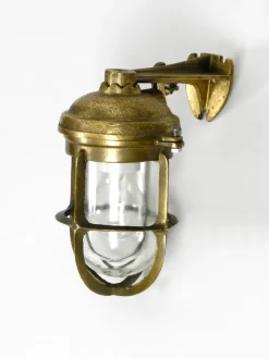 Discount Pamono Vintage Brass and Glass Ship Wall Lamp, 1950s