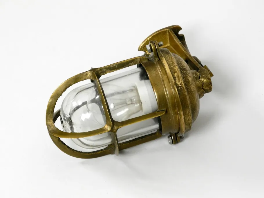 Discount Pamono Vintage Brass and Glass Ship Wall Lamp, 1950s