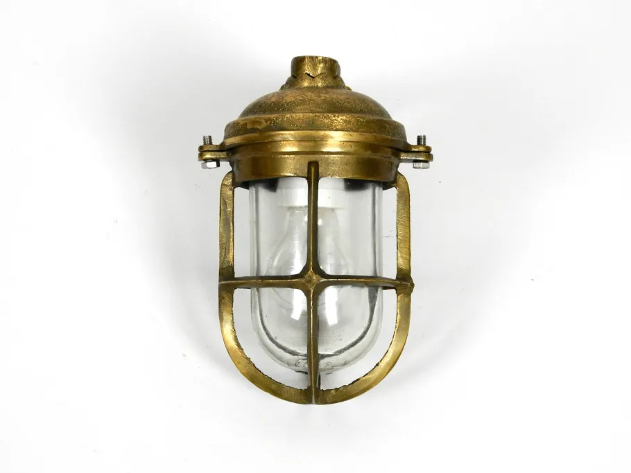 Discount Pamono Vintage Brass and Glass Ship Wall Lamp, 1950s