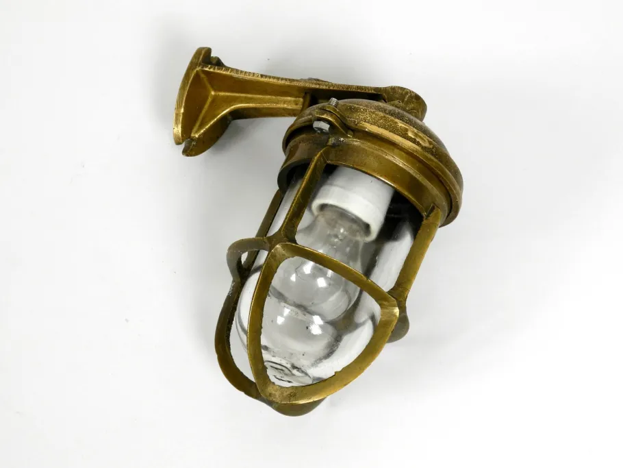 Discount Pamono Vintage Brass and Glass Ship Wall Lamp, 1950s