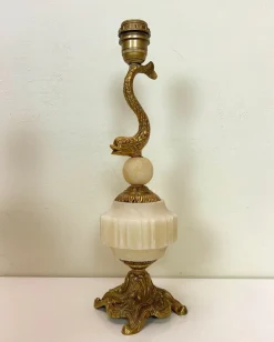 Sale Pamono Vintage Brass and Marble Dolphin Table Lamp, France, 1950s