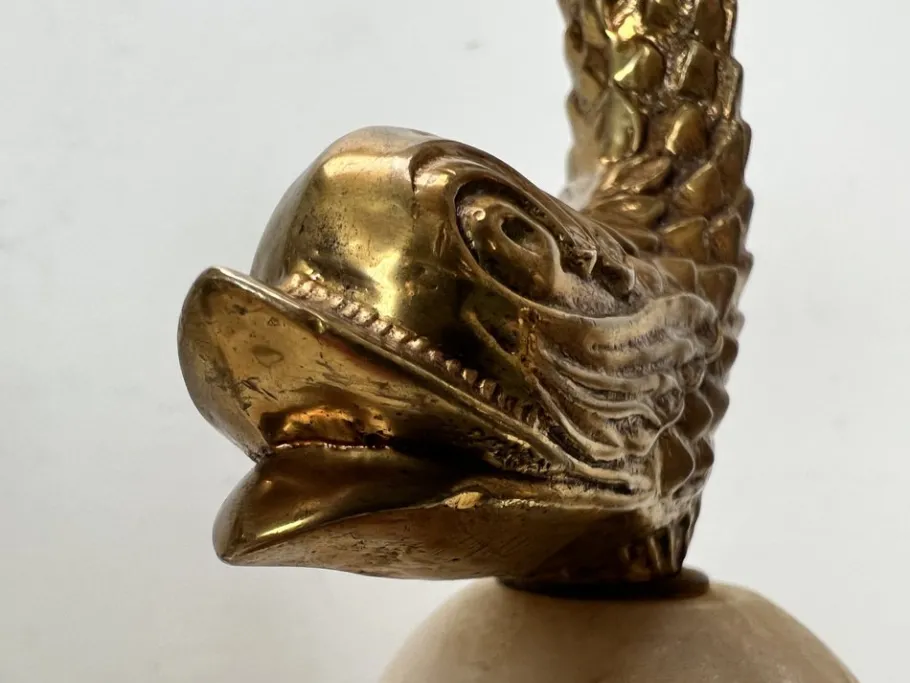 Sale Pamono Vintage Brass and Marble Dolphin Table Lamp, France, 1950s