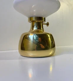 Outlet Pamono Vintage Brass and Opaline Glass Oil Lamp by Henning Koppel for Louis Poulsen, 1960s