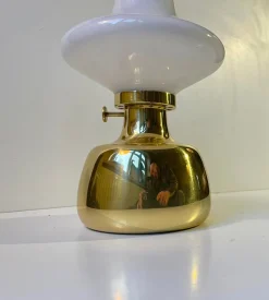 Outlet Pamono Vintage Brass and Opaline Glass Oil Lamp by Henning Koppel for Louis Poulsen, 1960s