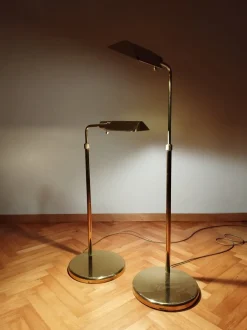 New Pamono Vintage Brass Floor Lamps by Obor Illuminazione, 1970s, Set of 2