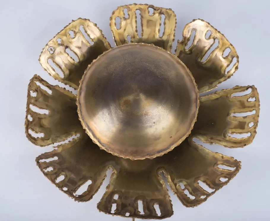 Clearance Pamono Vintage Brass Flower Wall Lamp by Svend Aage Holm Sørensen for Holm Sørensen & Co, 1960s