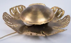 Clearance Pamono Vintage Brass Flower Wall Lamp by Svend Aage Holm Sørensen for Holm Sørensen & Co, 1960s