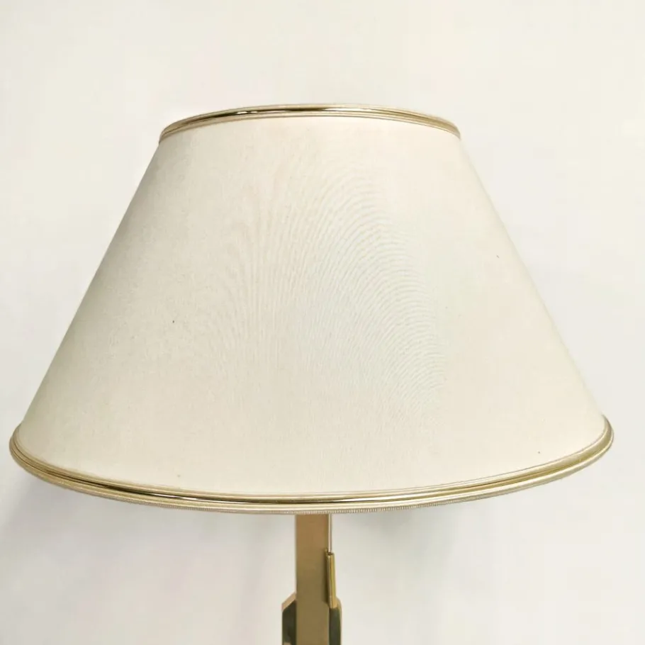 Discount Pamono Vintage Brass Lamp with Fabric Lampshade, 1970s