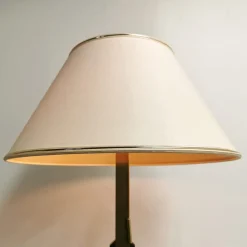 Discount Pamono Vintage Brass Lamp with Fabric Lampshade, 1970s