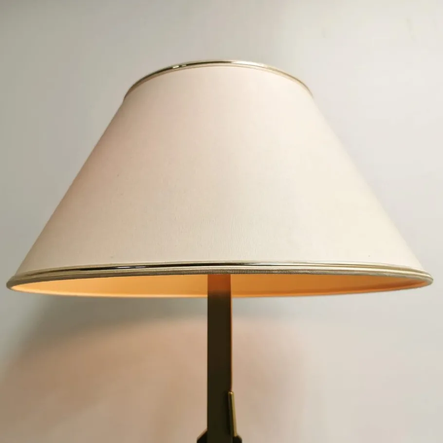 Discount Pamono Vintage Brass Lamp with Fabric Lampshade, 1970s