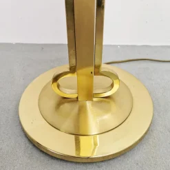 Discount Pamono Vintage Brass Lamp with Fabric Lampshade, 1970s