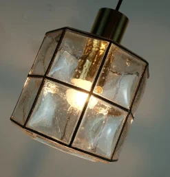Clearance Pamono Vintage Brass Pendant Lamp with Clear Glass Shade from Glashütte Limburg, 1960s-1970s