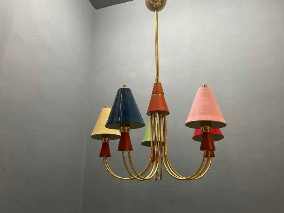 Hot Pamono Vintage Brass Pendant with Five Lights, 1980s