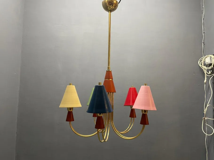 Hot Pamono Vintage Brass Pendant with Five Lights, 1980s