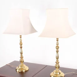 New Pamono Vintage Brass Table Lamps, 1970s, Set of 2