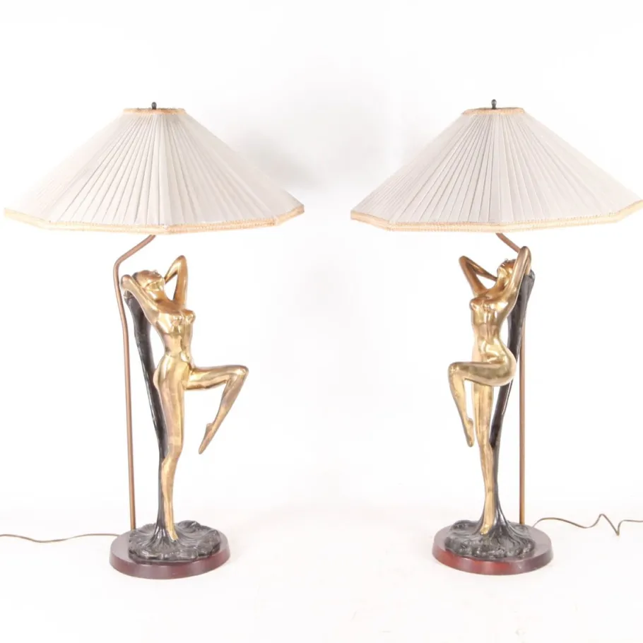 Best Pamono Vintage Brass Table Lamps, 1970s, Set of 2