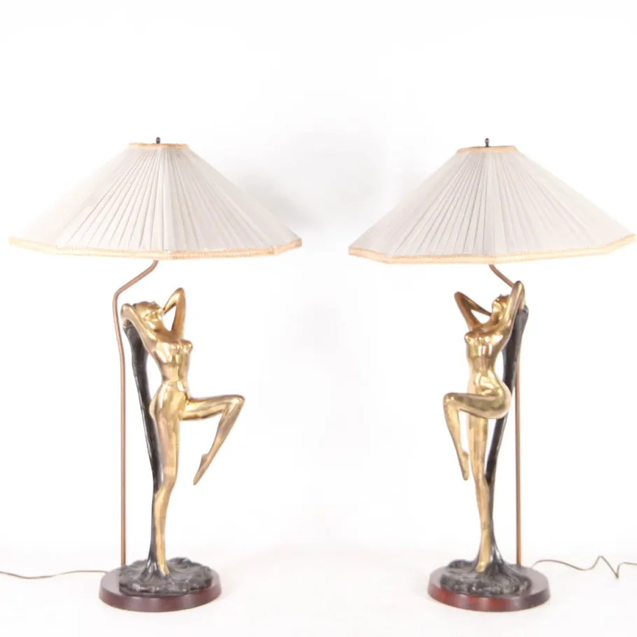 Best Pamono Vintage Brass Table Lamps, 1970s, Set of 2