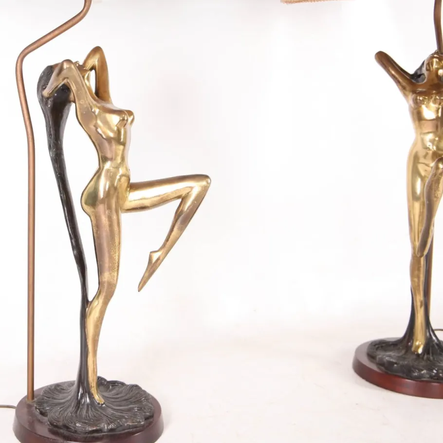 Best Pamono Vintage Brass Table Lamps, 1970s, Set of 2