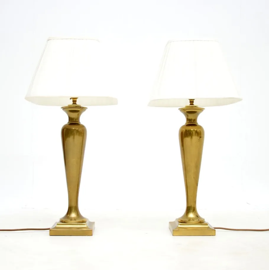 Best Pamono Vintage Brass Table Lamps, 1970s, Set of 2
