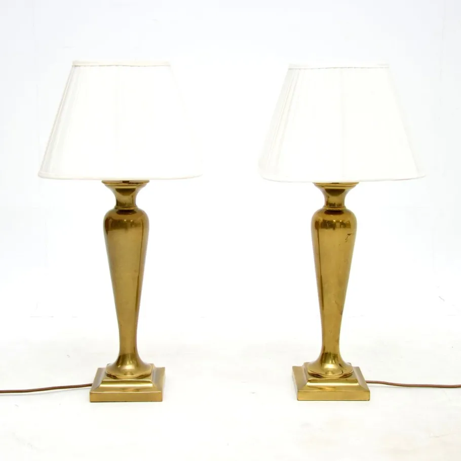 Best Pamono Vintage Brass Table Lamps, 1970s, Set of 2