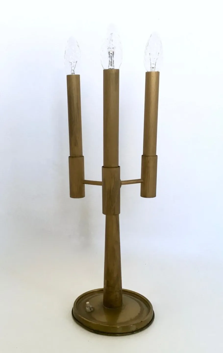 Hot Pamono Vintage Brass Three-Arm Table Lamp with Candelabra Design, Italy, 1950s