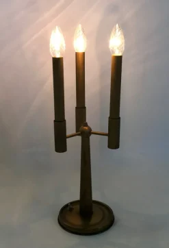 Hot Pamono Vintage Brass Three-Arm Table Lamp with Candelabra Design, Italy, 1950s