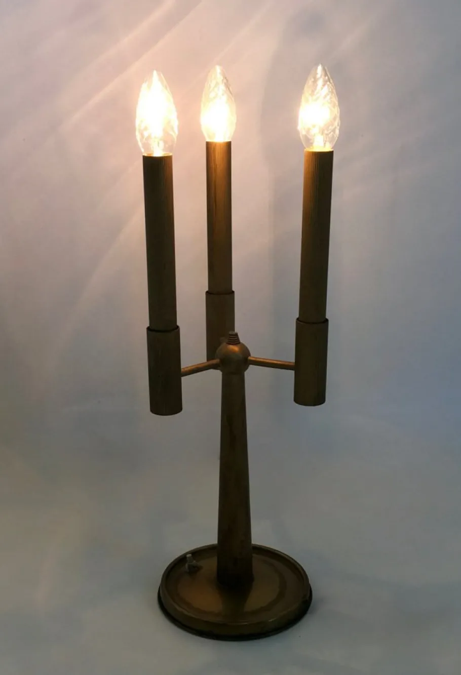 Hot Pamono Vintage Brass Three-Arm Table Lamp with Candelabra Design, Italy, 1950s