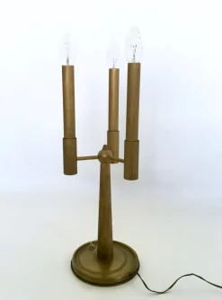 Hot Pamono Vintage Brass Three-Arm Table Lamp with Candelabra Design, Italy, 1950s