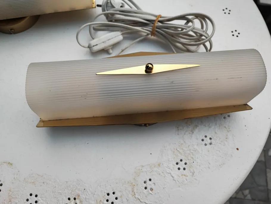 New Pamono Vintage Brass Wall Lamps, 1970s, Set of 2