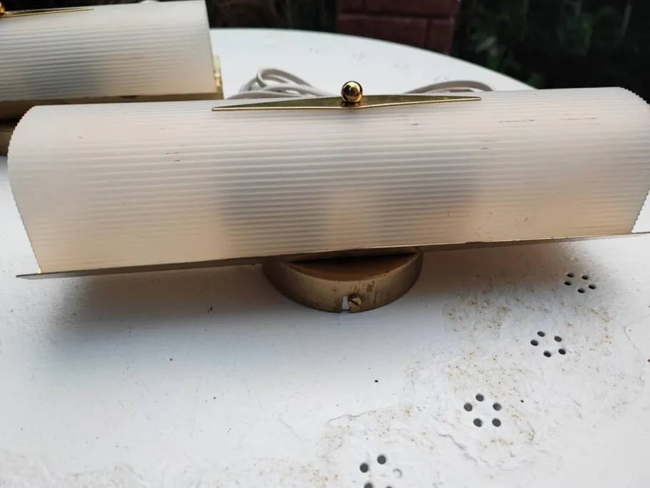 New Pamono Vintage Brass Wall Lamps, 1970s, Set of 2