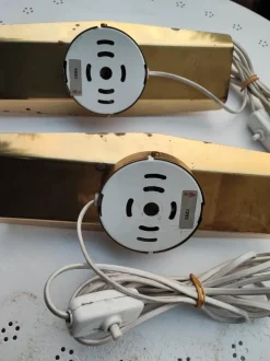 New Pamono Vintage Brass Wall Lamps, 1970s, Set of 2