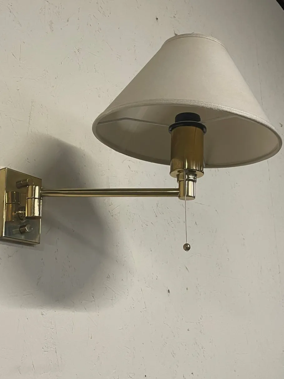 New Pamono Vintage Brass Wall Lamps, 1970s, Set of 2