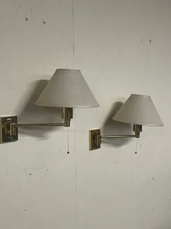 New Pamono Vintage Brass Wall Lamps, 1970s, Set of 2