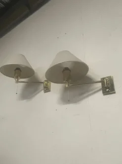 New Pamono Vintage Brass Wall Lamps, 1970s, Set of 2