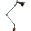 Pamono Vintage British Industrial Green Metal 2-Arm Machinist Work Desk Light by Mek Elek