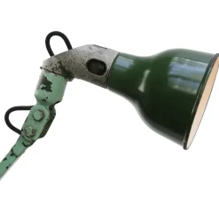 Pamono Vintage British Industrial Green Metal 2-Arm Machinist Work Desk Light by Mek Elek